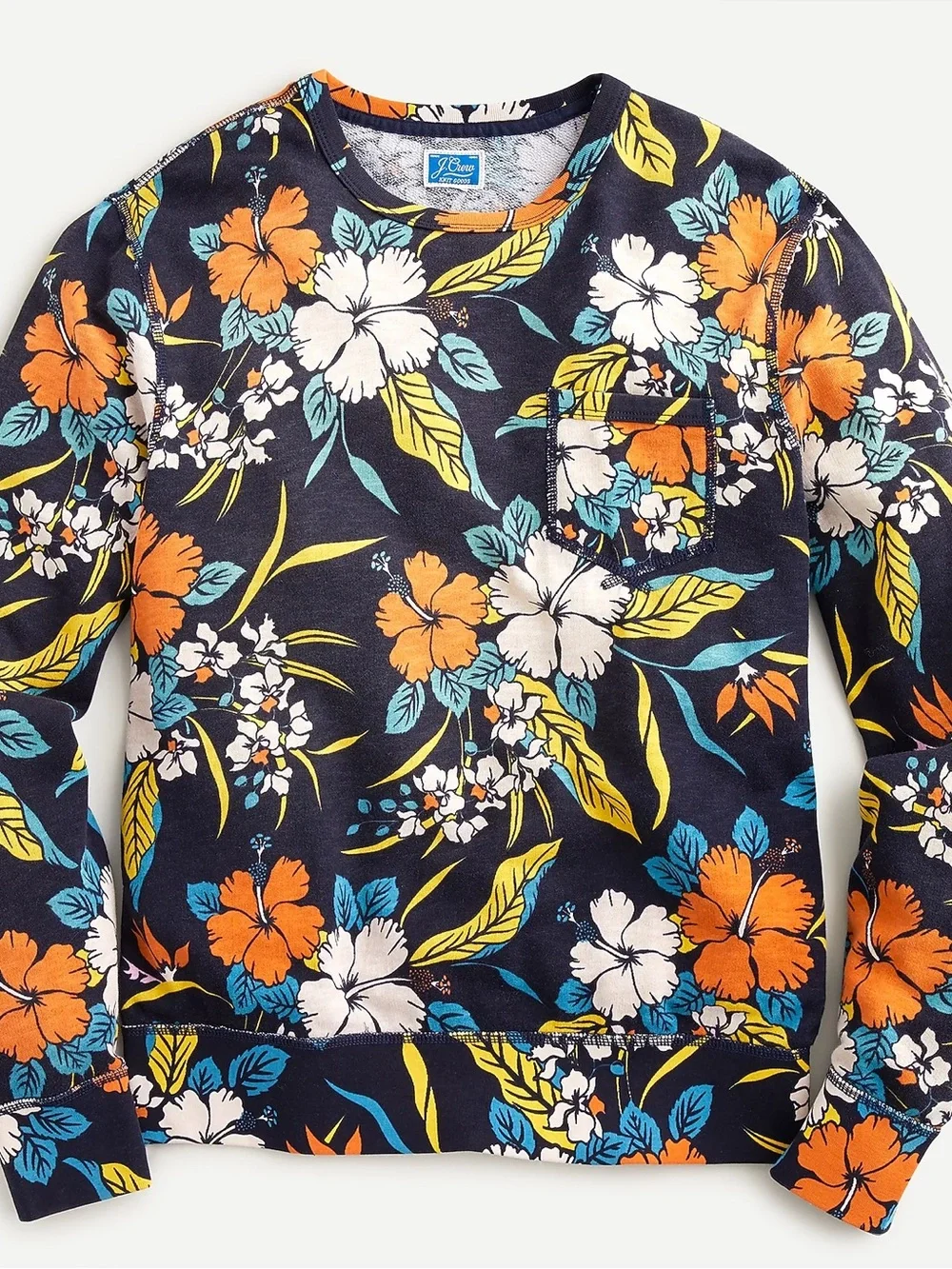 J. Crew Lightweight sunfaded french terry sweatshirt in Hawaiian print